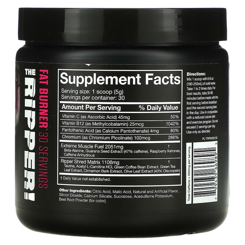 JNX Sports The Ripper Fat Burner Pink Mango 5.3 oz (150 g) 2 Thành phần vi chất của JNX Sports The Ripper Fat Burner Pink Mango 5.3 oz (150 g) 799439669895