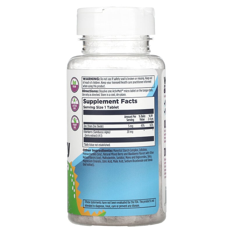KAL Dinosaurs Zinc Elderberry Mixed Berry 90 Micro Tablets 2 Thành phần vi chất của KAL Dinosaurs Zinc Elderberry Mixed Berry 90 Micro Tablets 021245552239