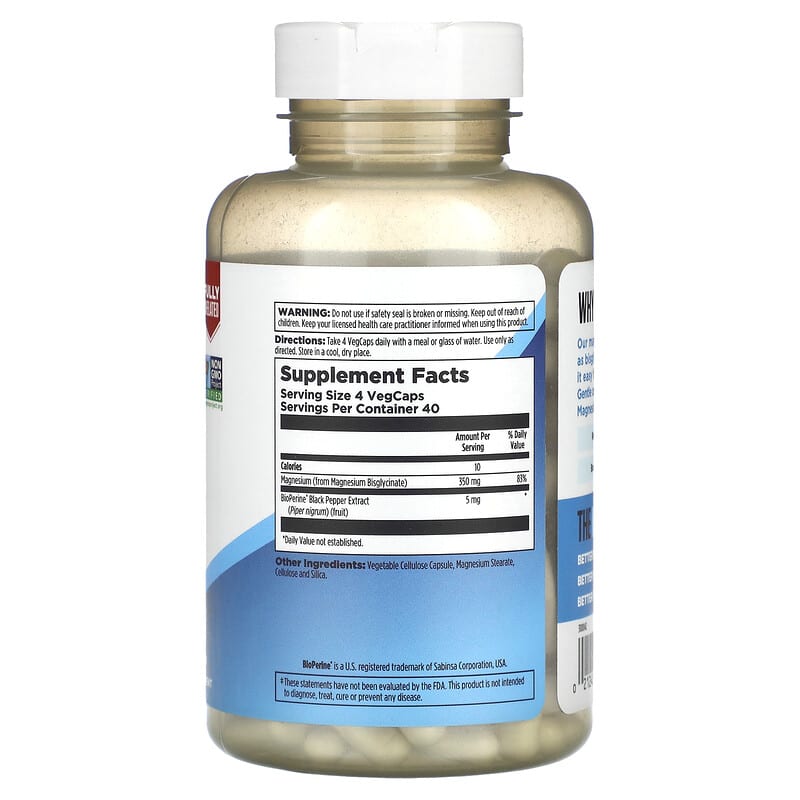 KAL High Absorption Magnesium Glycinate 350 160 VegCaps 2 Thành phần vi chất của KAL High Absorption Magnesium Glycinate 350 160 VegCaps 021245390220