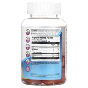 Thành phần vi chất của KAL Kids Vitamin D-Rex Gummies Peach Mango & Strawberry 60 Gummies 021245581338