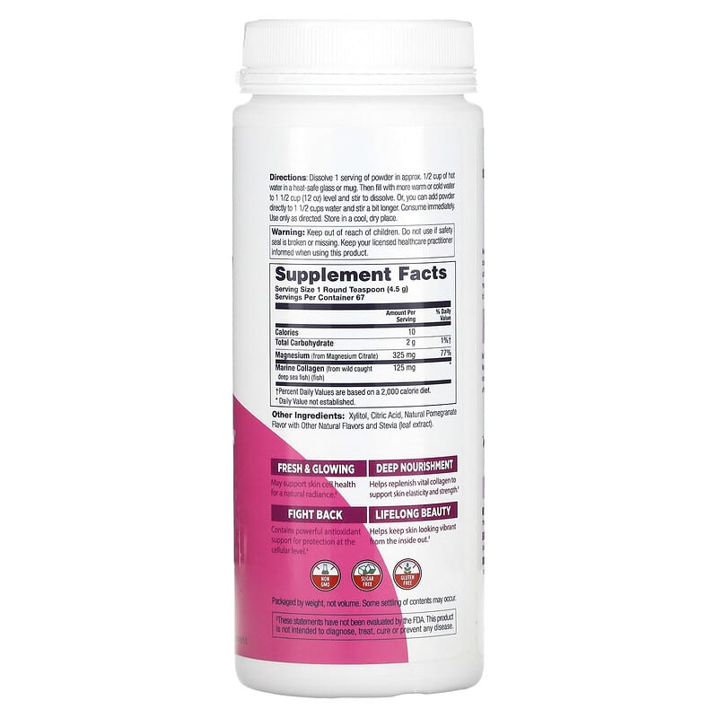 KAL Pretty Magnesium Glowing-Skin Drink Pomegranate 10.7 oz (301 g) 2 Thành phần vi chất của KAL Pretty Magnesium Glowing-Skin Drink Pomegranate 10.7 oz (301 g) 021245827061