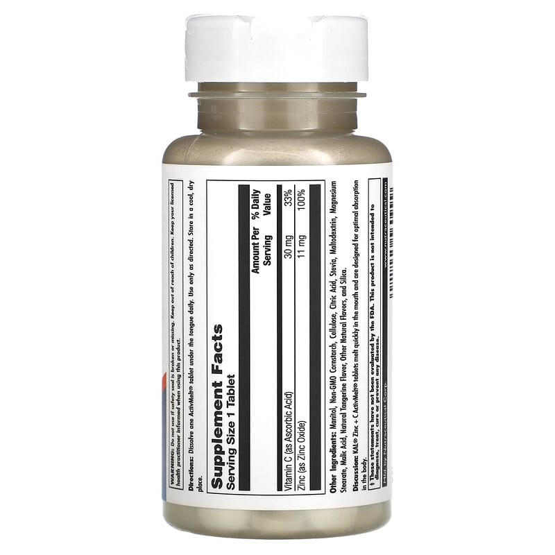 KAL Zinc + C Tangerine 90 Micro Tablets 2 Thành phần vi chất của KAL Zinc + C Tangerine 90 Micro Tablets 021245560999