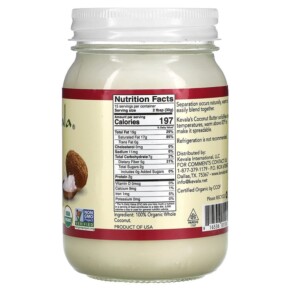 Thành phần vi chất của Kevala Organic Coconut Butter 16 oz (453 g) 816536011089