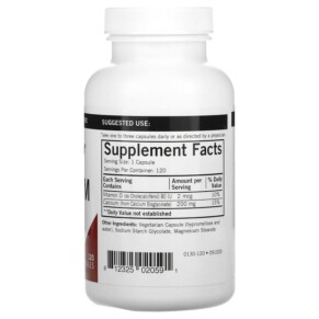 Thành phần vi chất của Kirkman Labs Calcium 200 mg 120 Capsules 812325020591