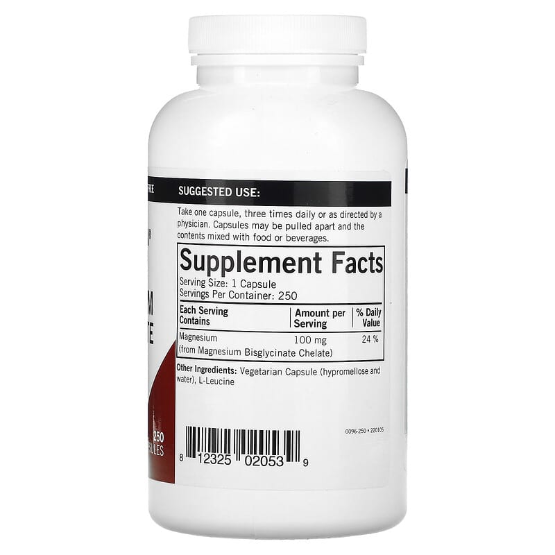 Kirkman Labs Magnesium Bisglycinate Chelate 100 mg 250 Capsules 2 Thành phần vi chất của Kirkman Labs Magnesium Bisglycinate Chelate 100 mg 250 Capsules 812325020539