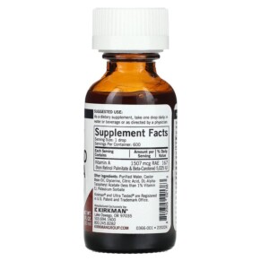 Thành phần vi chất của Kirkman Labs Mycelized Vitamin A Drops 1 fl oz (30 ml) 812325021383