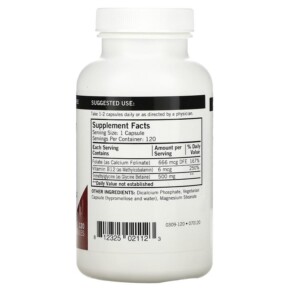 Thành phần vi chất của Kirkman Labs TMG with Folate & Methyl B-12 500 mg 120 Capsules 812325021123