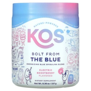Thực phẩm chức năng KOS Bolt from the Blue Energizing Blue Spirulina Blend Electric Boostberry Flavored 8.36 oz (237 g) 850015510625