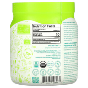 Thành phần vi chất của KOS Organic Inulin Powder 11.85 oz (336 g) 850000503236