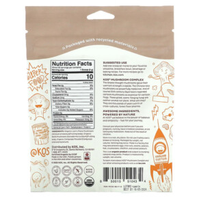 Thành phần vi chất của KOS Organic Mushroom Complex Superfood Booster 2.5 oz (70 g) 850015510434
