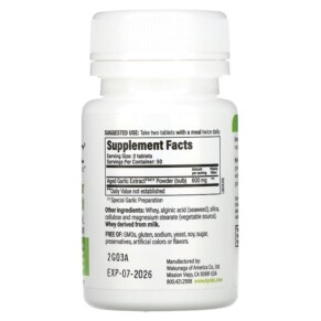 Thành phần vi chất của Kyolic Aged Garlic Extract Cardiovascular Health Original Formula 100 100 Tablets 023542100311