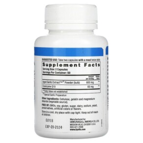 Thành phần vi chất của Kyolic Aged Garlic Extract CoQ10 Formula 110 100 Capsules 023542110419