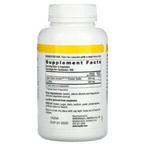 Thành phần vi chất của Kyolic Aged Garlic Extract Formula 104 200 Capsules 023542104425