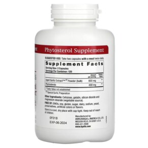 Thành phần vi chất của Kyolic Aged Garlic Extract Phytosterols Formula 107 240 Capsules 023542107433