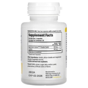 Thành phần vi chất của Kyolic Aged Garlic Extract with Lecithin Cholesterol Health 100 Capsules 023542104418