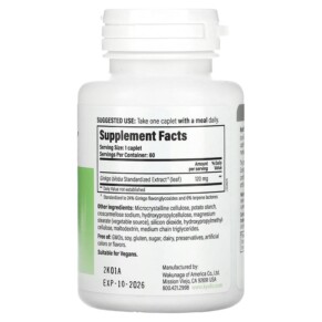 Thành phần vi chất của Kyolic Brain Focus 60 Vegetarian Caplets 023542352611