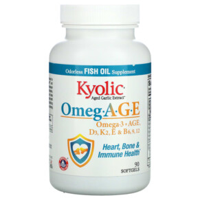Thực phẩm chức năng Kyolic Omeg.A.G.E Omega-3 + AGE D3 K2 E & B6 9 12 Heart Bone & Immune Health 90 Softgels 023542152495