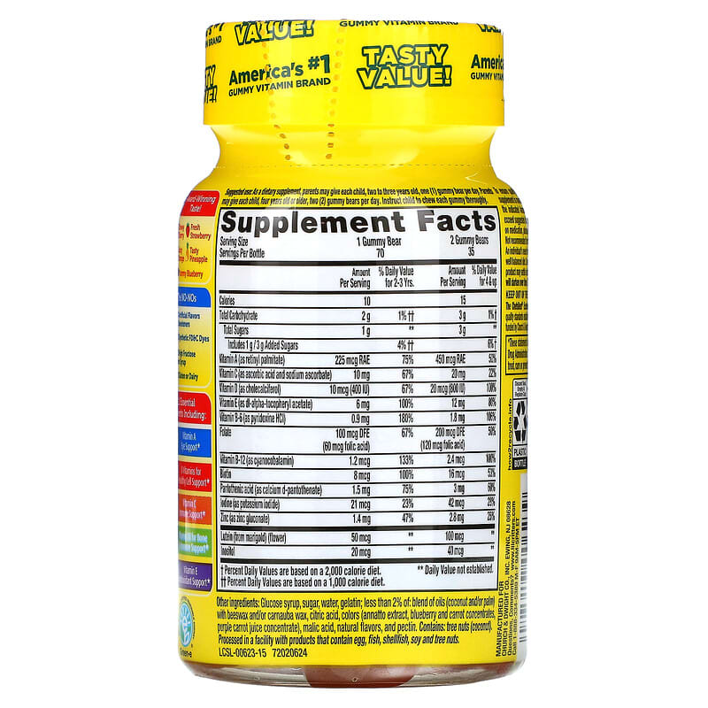 L'il Critters Gummy Vites Daily Multivitamin 70 Gummies 2 Thành phần vi chất của L'il Critters Gummy Vites Daily Multivitamin 70 Gummies 027917006239