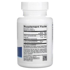 Thành phần vi chất của Lake Avenue Nutrition 5-HTP with Vitamin B6 & Vitamin C 60 Veggie Capsules 898220015566