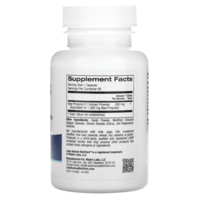 Thành phần vi chất của Lake Avenue Nutrition Bee Propolis 1.000 mg 90 Veggie Capsules 898220016938
