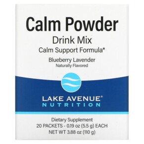 Thực phẩm chức năng Lake Avenue Nutrition Calm Powder Drink Mix Blueberry Lavender 20 Packets 0.19 oz (5.5 g) Each 898220020997