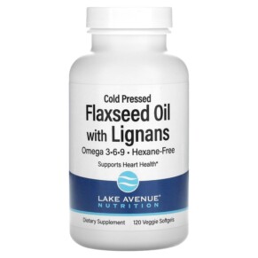 Thực phẩm chức năng Lake Avenue Nutrition Cold Pressed Flaxseed Oil with Lignans 120 Veggie Softgels 898220015450