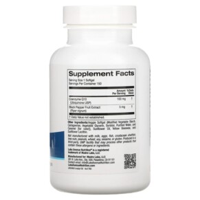 Thành phần vi chất của Lake Avenue Nutrition CoQ10 with Bioperine 100 mg 150 Veggie Softgels 898220017805