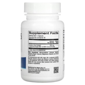 Thành phần vi chất của Lake Avenue Nutrition Curcumin 95 500 mg 30 Veggie Capsules 898220020027