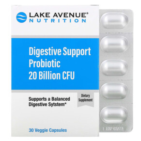 Thực phẩm chức năng Lake Avenue Nutrition Digestive Support Probiotic Probiotic & Prebiotic Blend 20 Billion CFUs 30 Veggie Capsules 898220015283