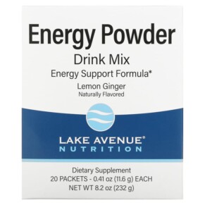 Thực phẩm chức năng Lake Avenue Nutrition Energy Powder Drink Mix Lemon Ginger 20 Packets 0.41 oz (11.6 g) Each 898220020980