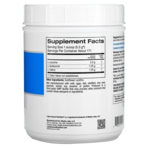 Thành phần vi chất của Lake Avenue Nutrition Instantized BCAA Powder Unflavored 32 oz (907 g) 898220019687