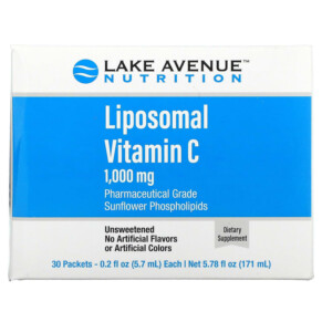Thực phẩm chức năng Lake Avenue Nutrition Liposomal Vitamin C Unsweetened 1.000 mg 30 Packets 0.2 oz (5.7 ml) Each 898220017515