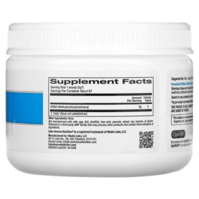 Thành phần vi chất của Lake Avenue Nutrition OptiMSM Flakes 7 oz (200 g) 898220016280