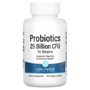 Thực phẩm chức năng Lake Avenue Nutrition Probiotics 10 Strain Blend 25 Billion CFU 180 Veggie Capsules 898220014231