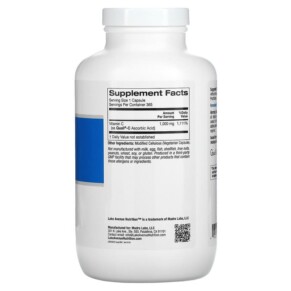 Thành phần vi chất của Lake Avenue Nutrition Vitamin C Quali-C 1.000 mg 365 Veggie Capsules 898220014101