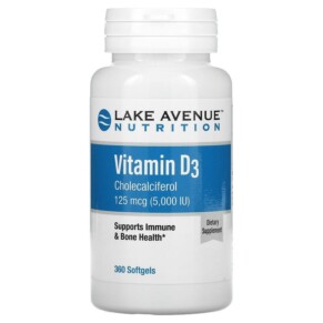Thực phẩm chức năng Lake Avenue Nutrition Vitamin D3 125 mcg (5.000 IU) 360 Softgels 898220014187