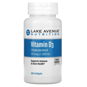 Thực phẩm chức năng Lake Avenue Nutrition Vitamin D3 25 mcg (1.000 IU) 360 Softgels 898220014170