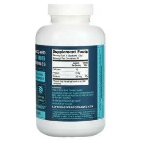 Thành phần vi chất của Left Coast Performance Organic Grass Fed Bone Broth 180 Capsules 752830334236