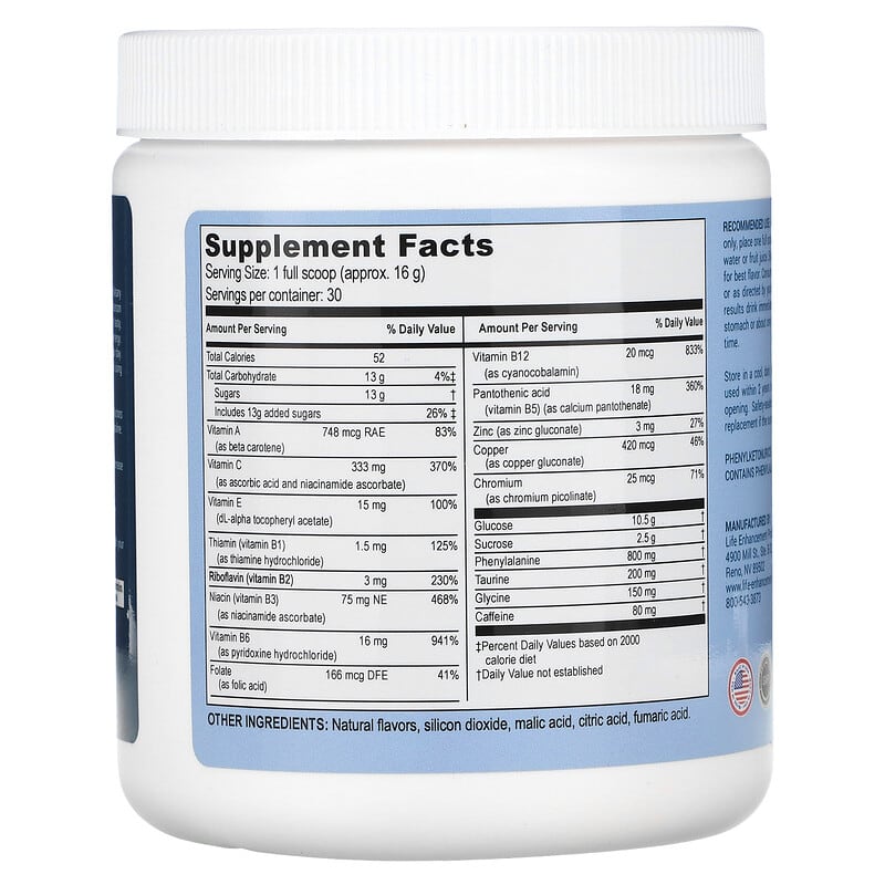 Life Enhancement FastBlast 480 g 2 Thành phần vi chất của Life Enhancement FastBlast 480 g 603902013705