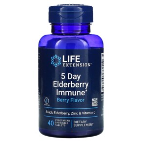 Thực phẩm chức năng Life Extension 5 Day Elderberry Immune Berry 40 Vegetarian Chewable Tablets 737870241102