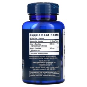 Thành phần vi chất của Life Extension Acetyl-L-Carnitine Arginate 90 Capsules 737870197492