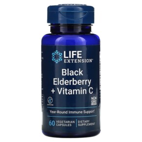 Thực phẩm chức năng Life Extension Black Elderberry + Vitamin C 60 Vegetarian Capsules 737870241065