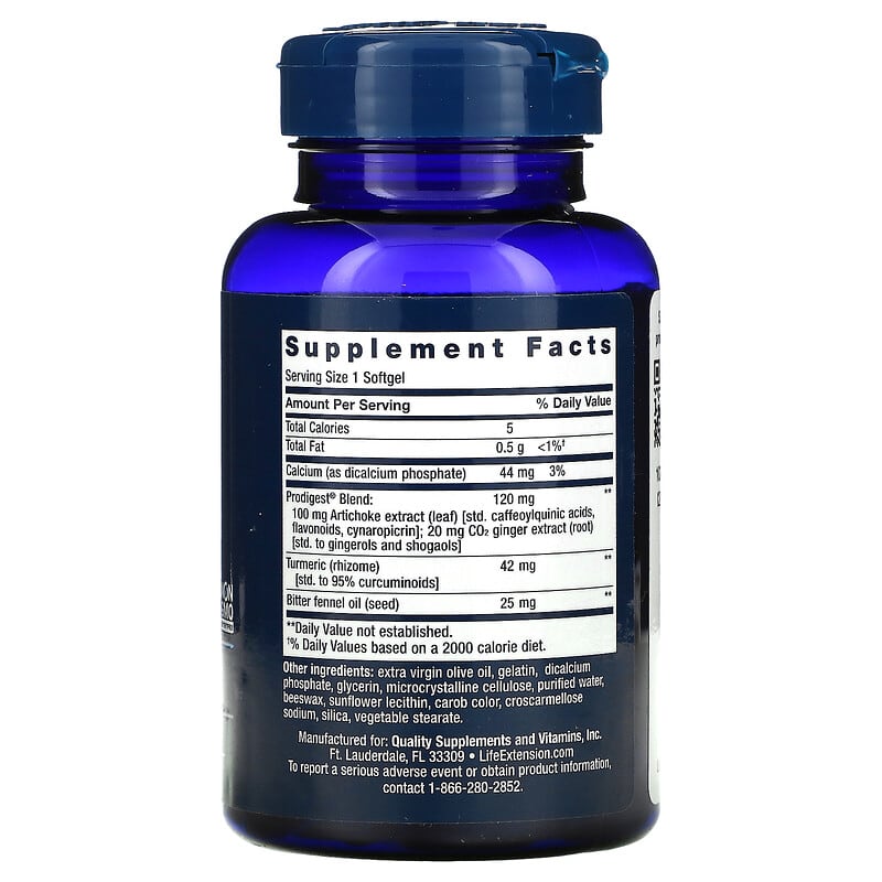 Life Extension Bloat Relief 60 Softgels 2 Thành phần vi chất của Life Extension Bloat Relief 60 Softgels 737870241263