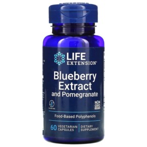 Thực phẩm chức năng Life Extension Blueberry Extract and Pomegranate 60 Vegetarian Capsules 737870143864