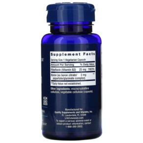 Thành phần vi chất của Life Extension Boron 3 mg 100 Vegetarian Capsules 737870166115