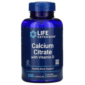 Thực phẩm chức năng Life Extension Calcium Citrate with Vitamin D 200 Capsules 737870196327