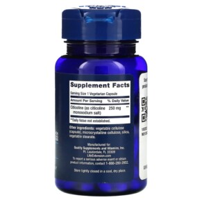 Thành phần vi chất của Life Extension Citicoline (CDP-Choline) 60 Vegetarian Capsules 737870165965