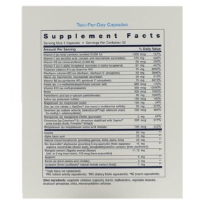 Thành phần vi chất của Life Extension Comprehensive Nutrient Packs Advanced 30 Packets 737870249801
