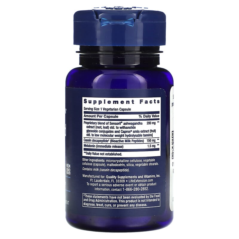 Life Extension Enhanced Sleep with Melatonin 30 Vegetarian Capsules 2 Thành phần vi chất của Life Extension Enhanced Sleep with Melatonin 30 Vegetarian Capsules 737870155133