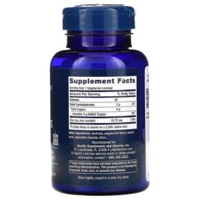 Thành phần vi chất của Life Extension Enhanced Zinc Lozenges Peppermint 30 Vegetarian Lozenges 737870196105